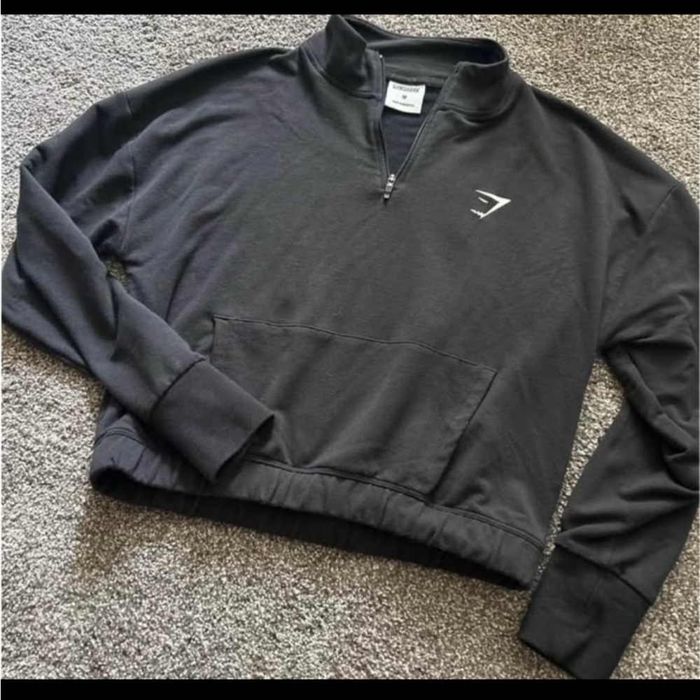Gymshark Black Crop Top Quarter-Zip - Picture 2 of 2